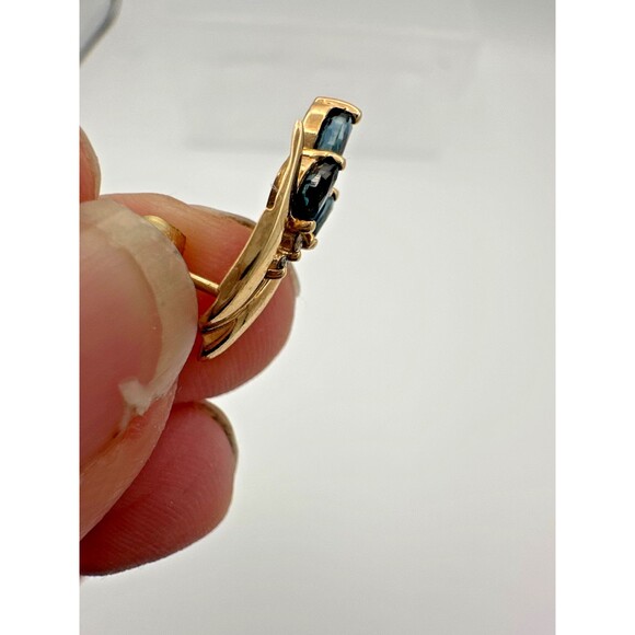 14K Solid Gold Natural Sapphire & Diamond Earrings – Marquise Cut, JC Penney - Picture 6 of 9